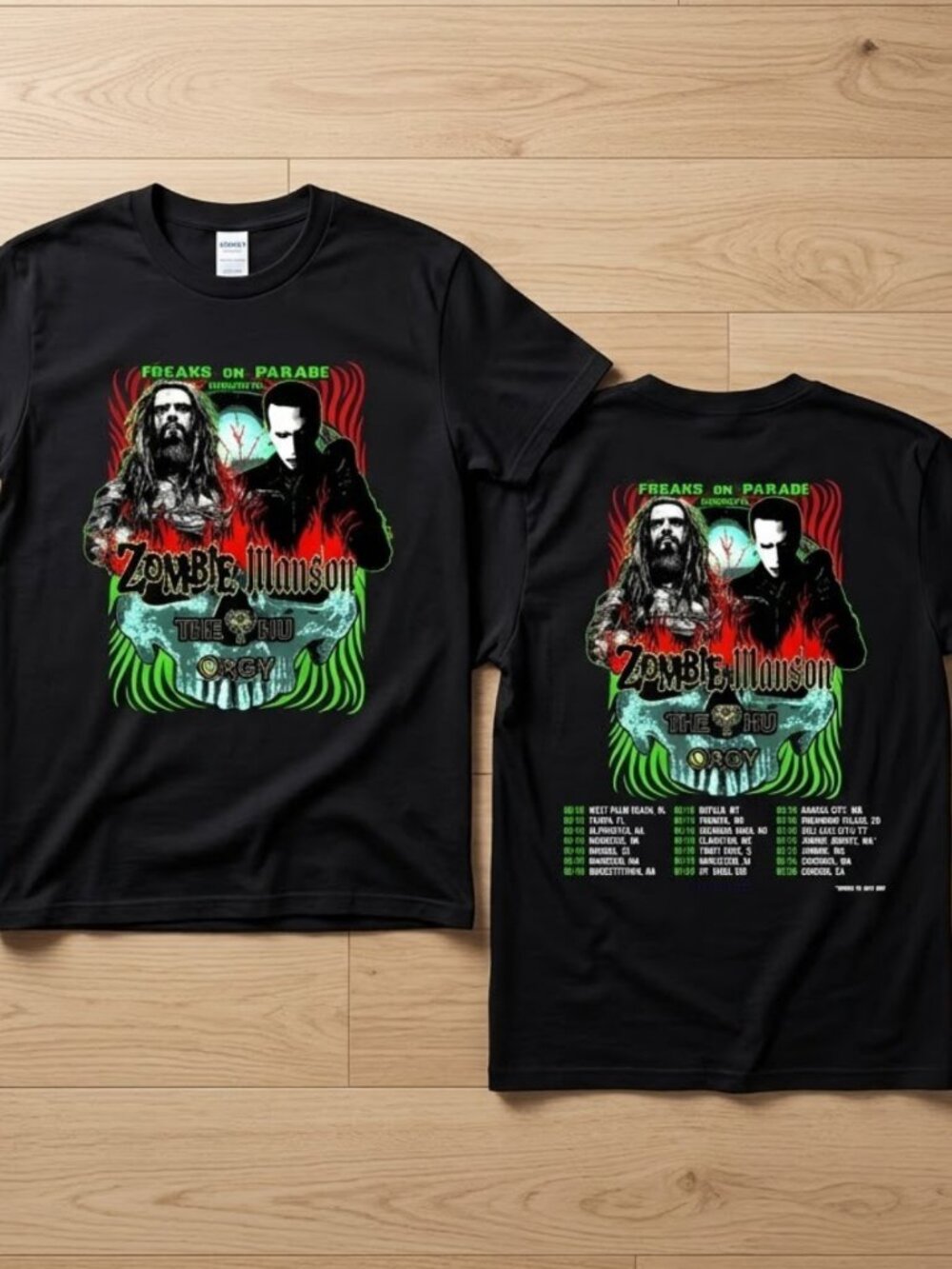Rob Zombie Freaks On Parade Tour 2026 Concert Graphic T-Shirt Reprint